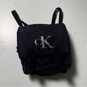 Vintage 90s CALVIN KLEIN CK one Black Cotton Twill Backpack
